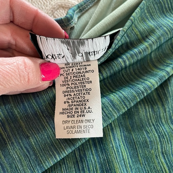 John Robert’s Woman Green Maxi Length Dress with Vest Overlay Size 24W - Picture 13 of 15